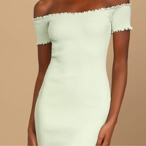 Lulu’s Mint Green Off The Shoulder Bodycon Dress